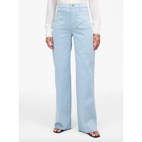 Madewell The Emmett Wide Leg Pant Patch Pocket Blue Horizon High Rise US 26 NWT - Picture 2 of 16